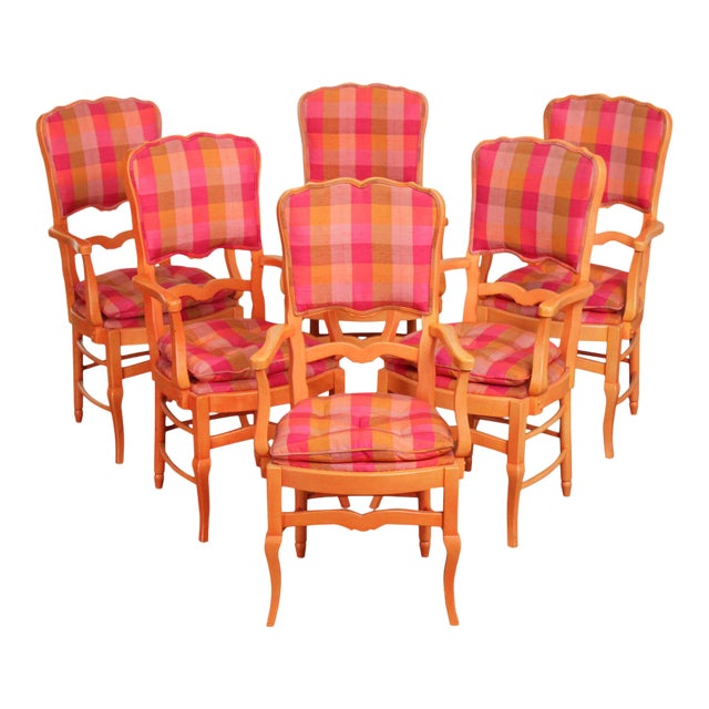 Colorful Vintage Custom French Country Style Dining Chairs - Set of 6 For Sale