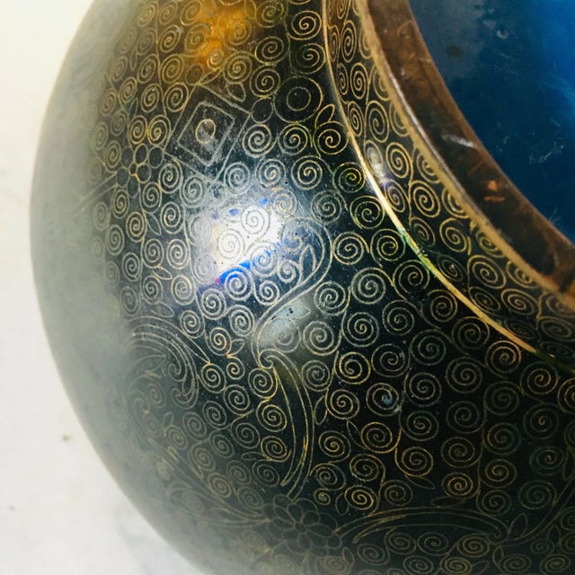 Asian Cloisonne Bowl With Geometric Decorations For Sale In Baltimore - Image 6 of 8