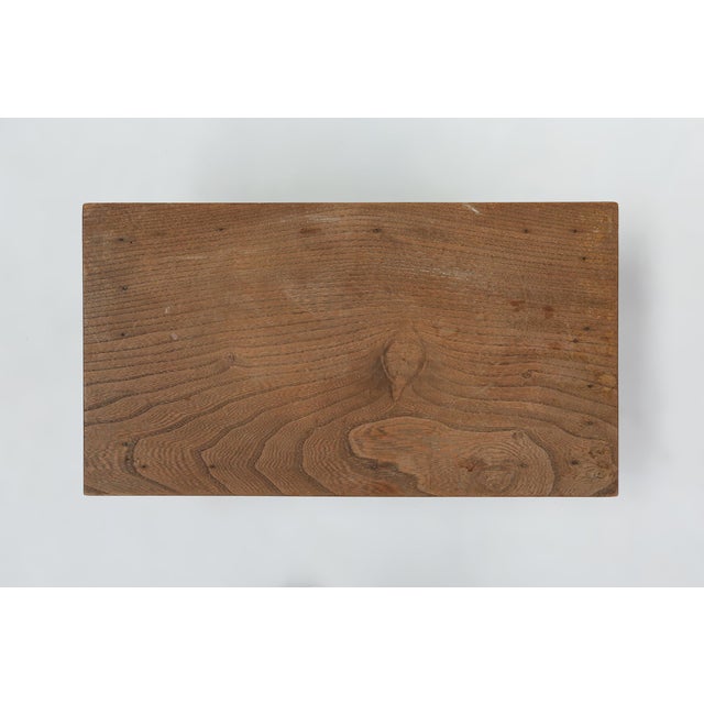 Small Rustic Wooden Stool with Curved Base, France, 1900s For Sale - Image 5 of 11