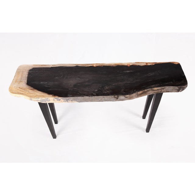 Modern One Slab Living Edge Petrified Wood Console Table 51 For Sale - Image 3 of 6