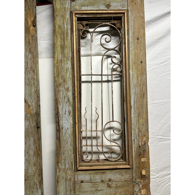 Wood Late 19th Century Double French Doors With Metal/Glass - A Pair For Sale - Image 7 of 7