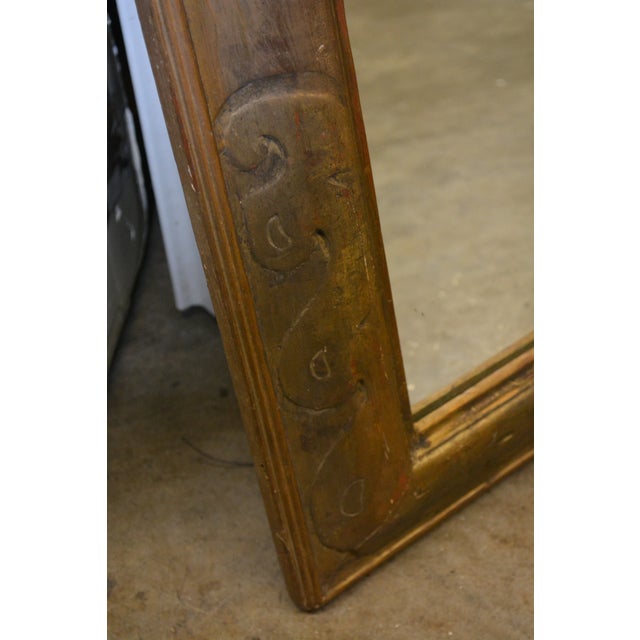 1970s Rectangular Wood / Plaster Wall Mantel Mirror With Gold / Bronze Swirl Patterned Overlay Edge For Sale - Image 12 of 12