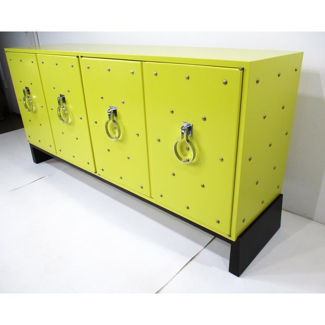 Mid-Century Modern After Tommi Parzinger Glamorous Studded Handcuff Credenza Sideboard For Sale - Image 3 of 17