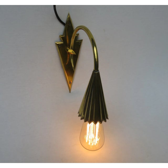 Vintage Art Nouveau Brass Wall Applique For Sale - Image 13 of 16