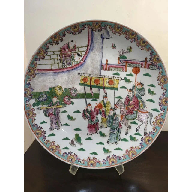 Chinese Famille Rose Chinese Porcelain Charger Platters - a Pair For Sale - Image 3 of 9