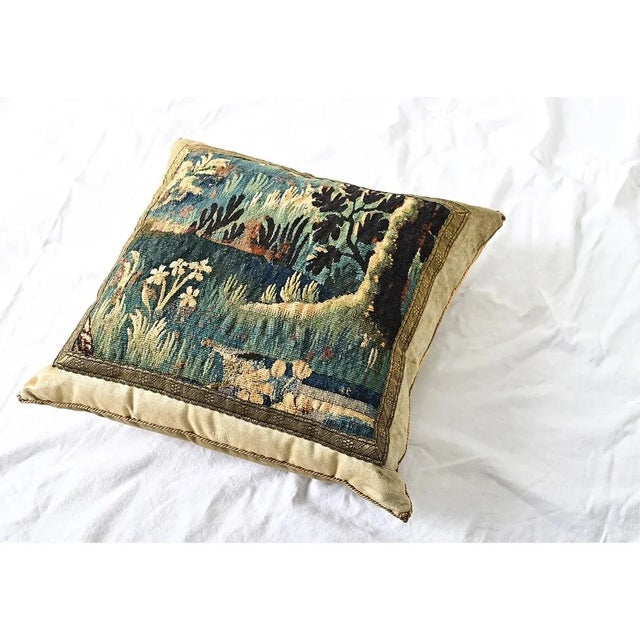 Textile BVIZ Antique Tapestry Fragment Pillow For Sale - Image 7 of 10