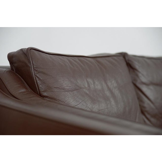 Wood Vintage Scandinavian Brown Leather Sofa, 1970s For Sale - Image 7 of 18