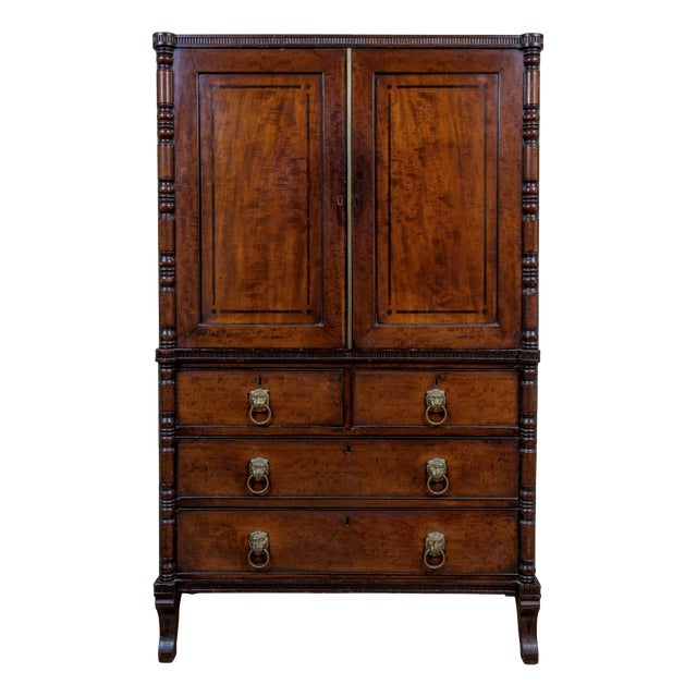Small Regency Mahogany Linen Press For Sale