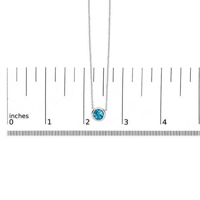 Early 21st Century .925 Sterling Silver 7MM Bezel Set Created Blue Topaz Pendant Necklace - 18" Inches For Sale - Image 5 of 5