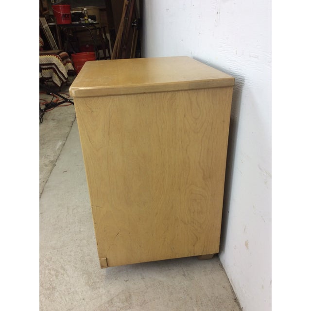 Mid Century Modern Maple Nightstand With Believed Drawer Face and Brass Hardware For Sale In Philadelphia - Image 6 of 12