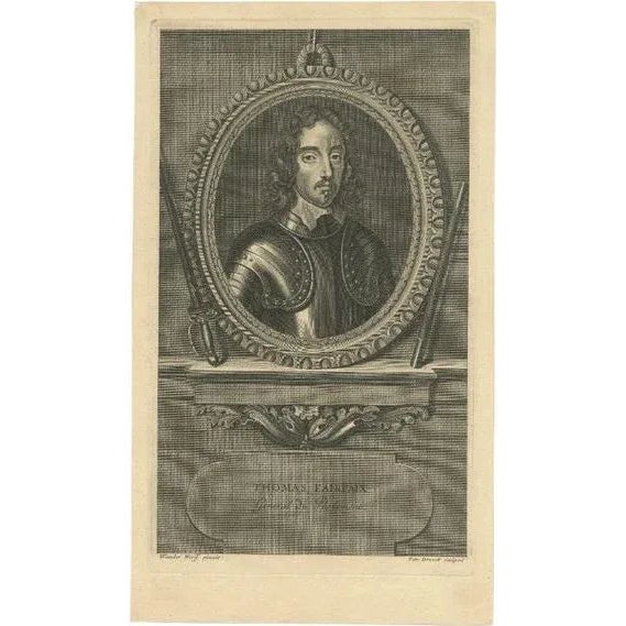 P. Drevet after A. van der Werff, Portrait of Thomas Fairfax, 1697, Paper For Sale - Image 6 of 6