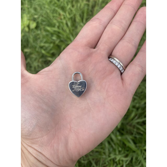 Tiffany and Co. Tiffany & Co Heart Padlock Charm, Sterling Silver, Length 7/8 In For Sale - Image 4 of 4