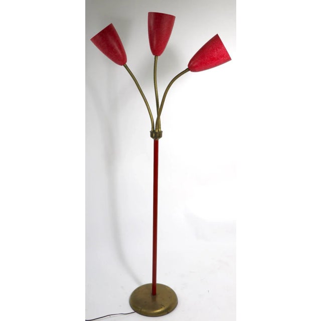 Mid Century Gooseneck Floor Lamp in Red For Sale - Image 12 of 12