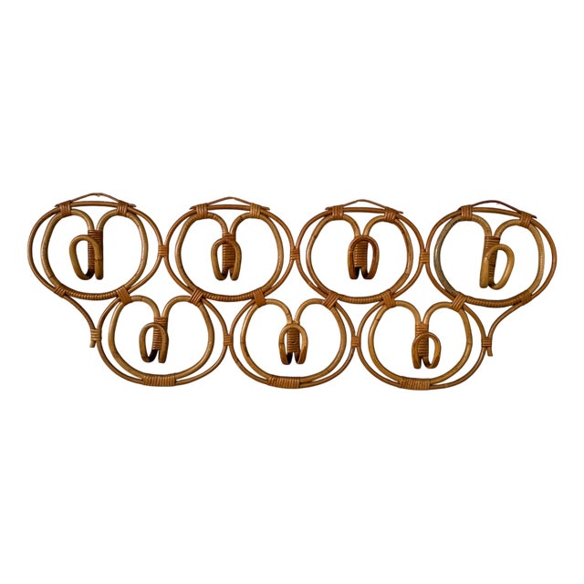 Bamboo and Wicker Coat Rack, Italy, 1960s For Sale