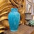Turquoise glazed ceramic vase, 20th century - France Spectacular glazed ceramic vase in an intense and shiny turquoise...