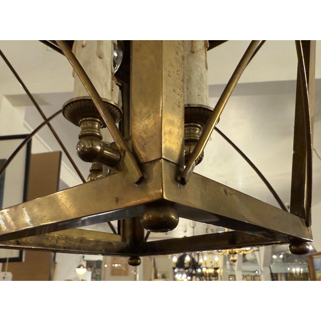 The Federalist Brass Four Bulb Hanging Lantern For Sale - Image 10 of 12