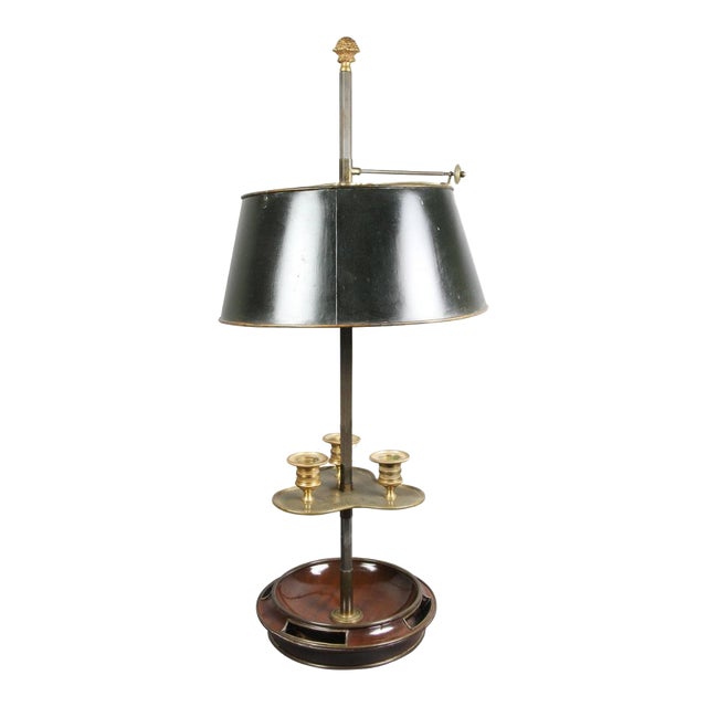 Empire Style Mahogany and Brass Mounted Bouillotte Lamp by Jansen, Paris For Sale