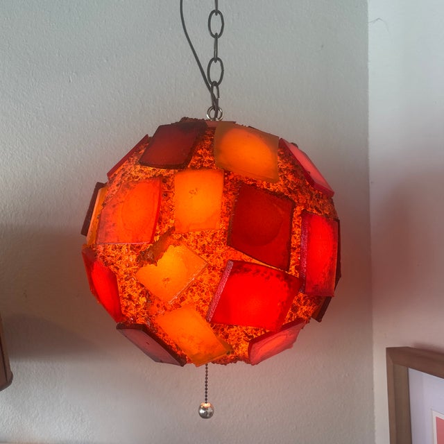 1950s 1950s Mid-Century Modern Chunky Acrylic Swag Lamp For Sale - Image 5 of 7