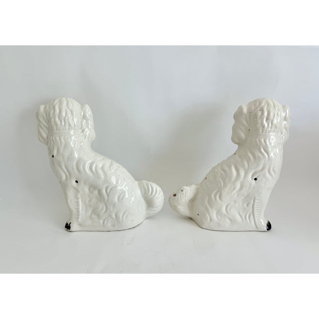 Late 19th Century Antique 19th C White Staffordshire Spaniel Mantel Dogs - A Pair For Sale - Image 5 of 18