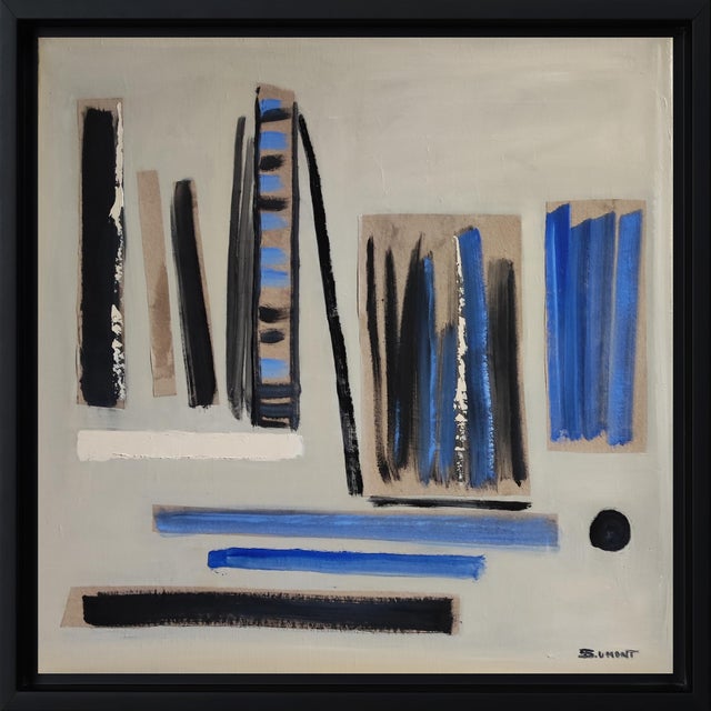 Concert, Abstract, Lyrism, Modern, Oil Painting on Canvas and Collage, Framed by Sophie Dumont For Sale