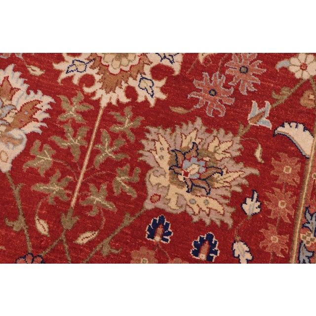 Shabby Chic Red/Ivory Wool Rug - 8'2'' X 10'3'' For Sale - Image 4 of 10