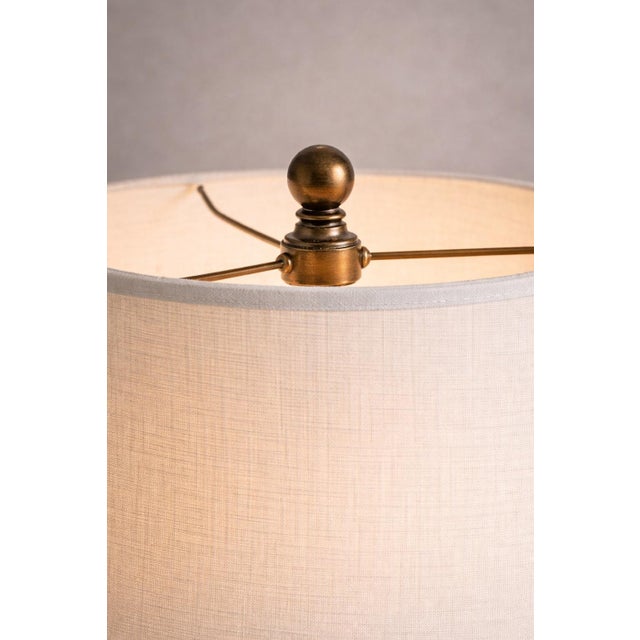 Bronze Late 20th Century Sculptural Segmented Column Aged Bronze Finish Table Lamps Bamboo Form Influence 32” H (L324) - a Pair For Sale - Image 8 of 8