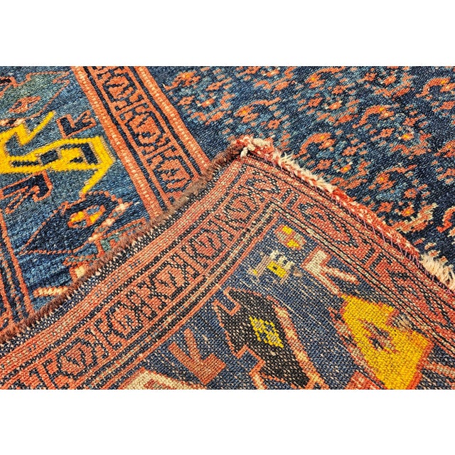 Antique Bidjar Area Rug, Handwoven Allover Paisley Pattern. Blue & Green, 4’ X 6’ For Sale In Chicago - Image 6 of 16