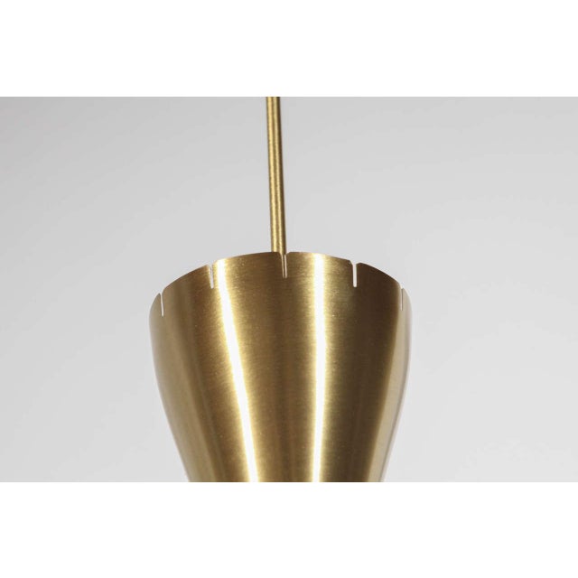Mid-Century Modern 1950s Spun Satin Brass Aluminum Pendant For Sale - Image 3 of 6