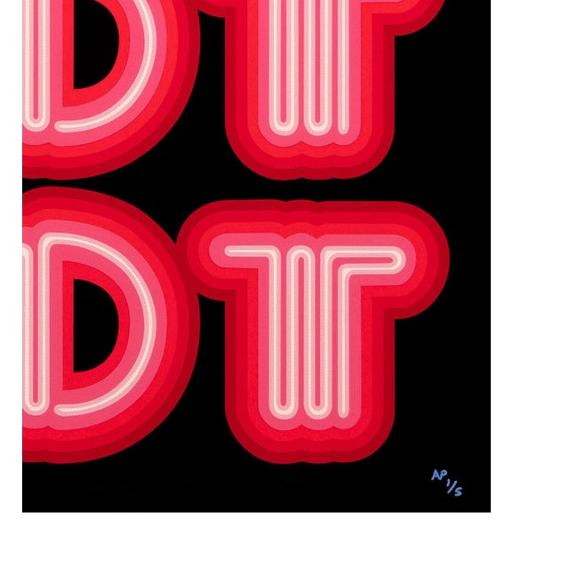 Street Art Ben Eine, Riot (Warm Pink), Rare Large Hand Signed Screen Print, 2015 For Sale - Image 3 of 3