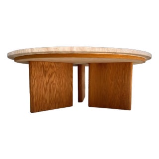 45" Travertine Whit Oak Coffee Table For Sale