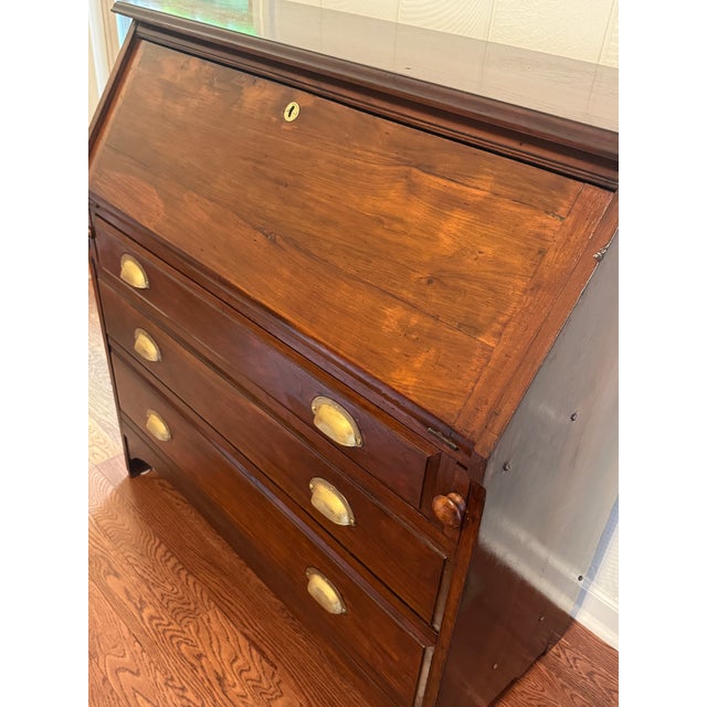 Antique American Walnut Slant Front Writing Desk With Drawers Circa 1800's For Sale - Image 15 of 18