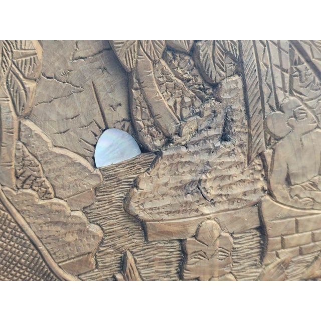 Vintage Carved Bas-Relief Double-Sided Story Board, Palau, 1950s For Sale - Image 9 of 12