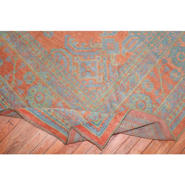 Bright Coral Antique Oushak Rug, 11'4'' X 14'1'' For Sale - Image 17 of 18