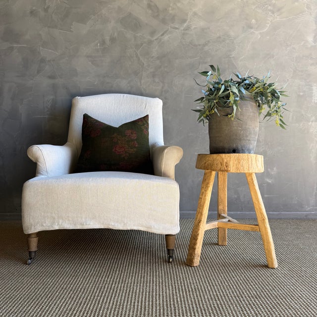 This solid stump slice was turned into a side table or stool. The solid thick top has a beautiful movement with unique...