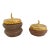 Studio Art Glass Jars With Gold Leaf Tops -a Pair For Sale