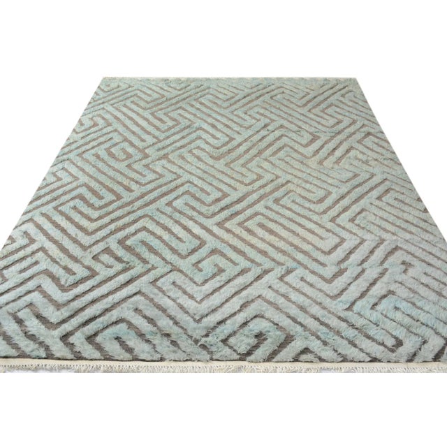 1990s 1990s Abstract Moroccan High-Low Gray/Green Wool Rug - 8'4'' X 10'4'' For Sale - Image 4 of 8