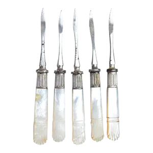 Antique Mother of Pearl Nut Picks - Set of 5