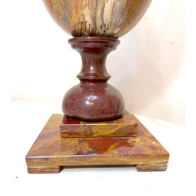 Gemstone 1980s Abstract Large Solid Heavy Brown Purple Green Onyx Stone Electric Table Lamp Light For Sale - Image 7 of 16