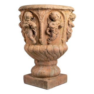 Large Garden Basin with Musical Putti Italian Renaissance Inspiration, 1950s For Sale