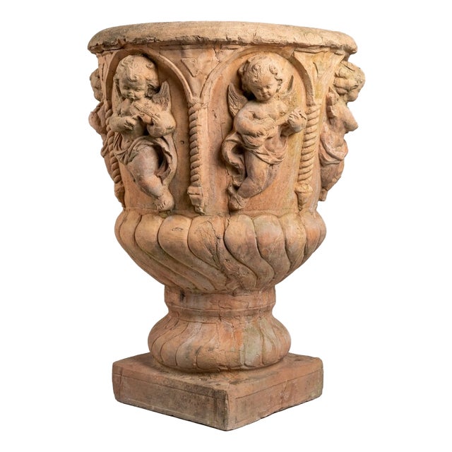 Large Garden Basin with Musical Putti Italian Renaissance Inspiration, 1950s For Sale