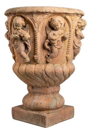 Large Garden Basin with Musical Putti Italian Renaissance Inspiration, 1950s