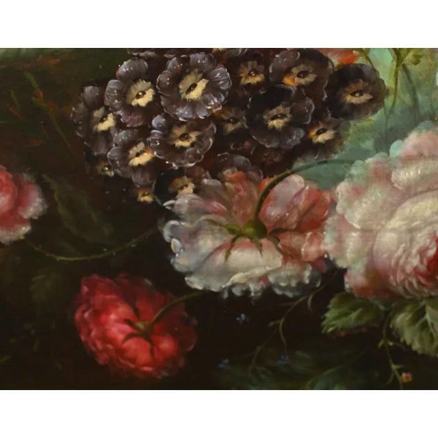 Dutch Artist, Still Life with Floral Spray, 1980s, Oil on Canvas, Framed For Sale - Image 5 of 12
