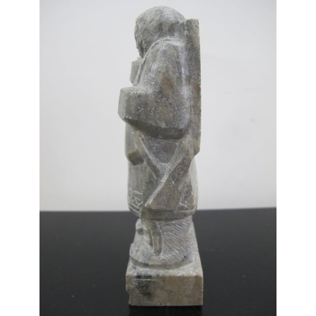 Stone Canada Inuit Hand Carved Soapstone Hunter With Beaver Catch Figurine Sculpture For Sale - Image 7 of 7
