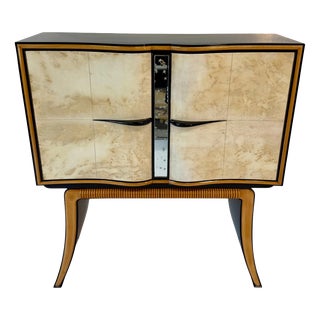 Italian Art Deco Bar Cabinet in Parchment attributed to Paolo Buffa, Italy, 1940s For Sale