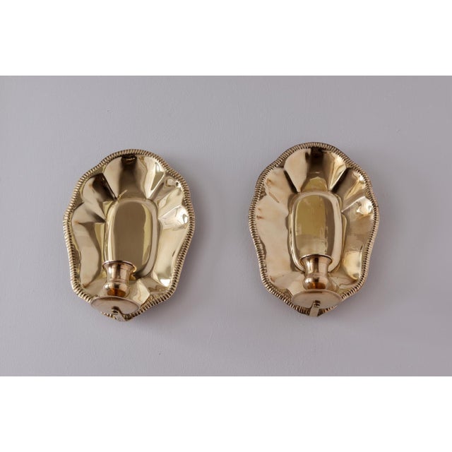 Gold Mid-Century Swedish Brass Sconces, Set of 2 For Sale - Image 8 of 16