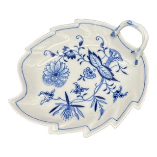 Meissen Blue Onion Leaf Dish Vintage Collectible For Sale