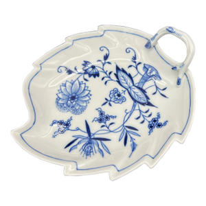 Meissen Blue Onion Leaf Dish Vintage Collectible