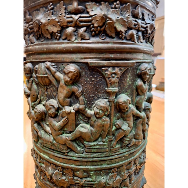 Brass Antique Brass Repoussé Umbrella Stand For Sale - Image 8 of 17