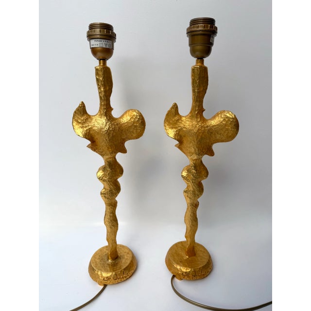 Pair of Lamps Gilt Metal by Nicolas De Waël for Fondica, France, 2000s For Sale - Image 10 of 12