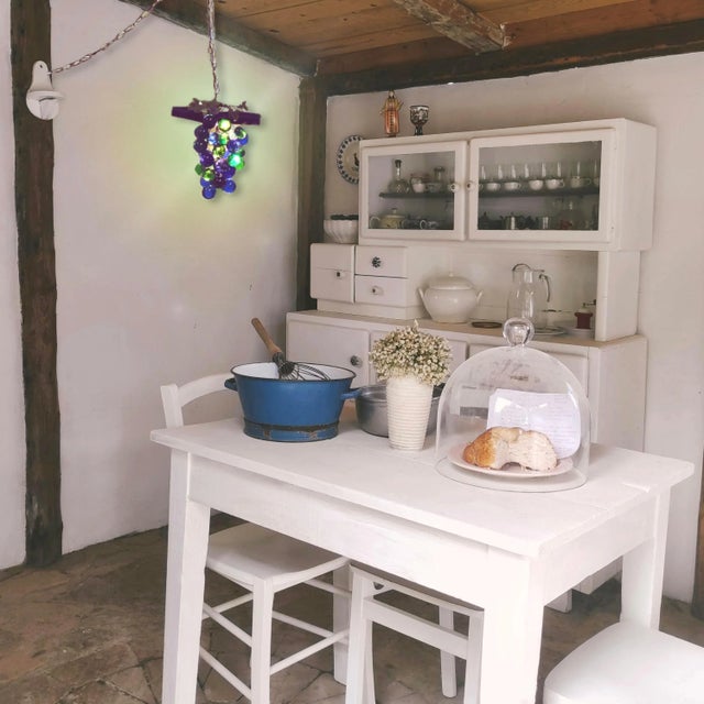 Blue 1960s Hanging Swag Lamp Lucite Grapes For Sale - Image 8 of 8